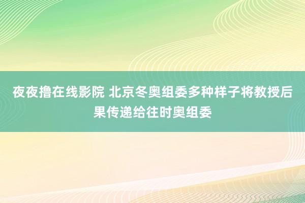 夜夜撸在线影院 北京冬奥组委多种样子将教授后果传递给往时奥组委