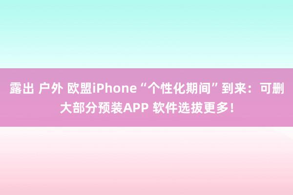 露出 户外 欧盟iPhone“个性化期间”到来：可删大部分预装APP 软件选拔更多！