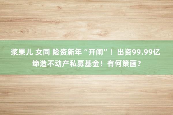 浆果儿 女同 险资新年“开闸”！出资99.99亿 缔造不动产私募基金！有何策画？