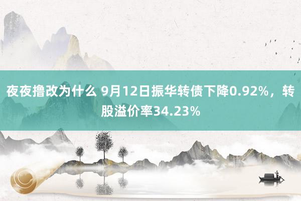 夜夜撸改为什么 9月12日振华转债下降0.92%，转股溢价率34.23%