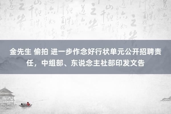 金先生 偷拍 进一步作念好行状单元公开招聘责任，中组部、东说念主社部印发文告