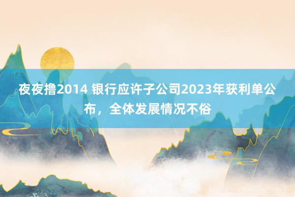 夜夜撸2014 银行应许子公司2023年获利单公布，全体发展情况不俗