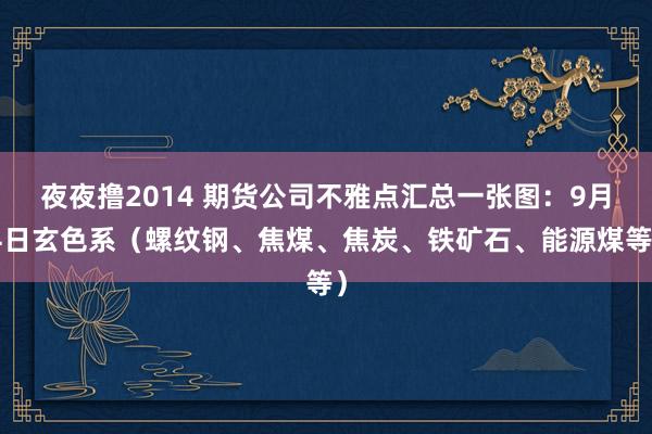 夜夜撸2014 期货公司不雅点汇总一张图：9月4日玄色系（螺纹钢、焦煤、焦炭、铁矿石、能源煤等）