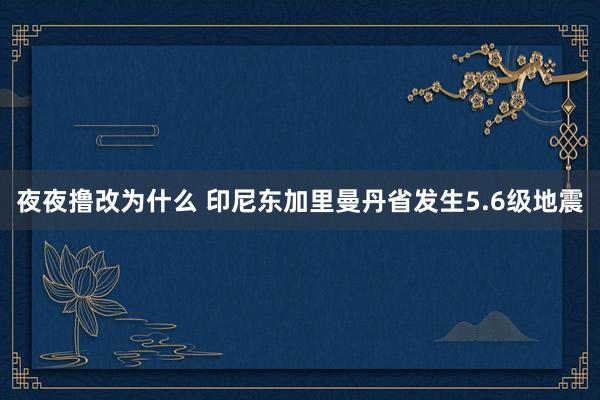 夜夜撸改为什么 印尼东加里曼丹省发生5.6级地震