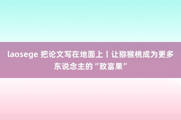 laosege 把论文写在地面上丨让猕猴桃成为更多东说念主的“致富果”