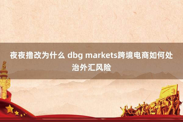 夜夜撸改为什么 dbg markets跨境电商如何处治外汇风险