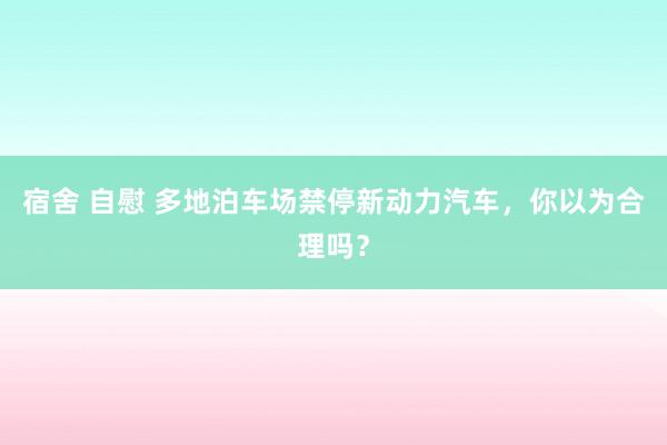 宿舍 自慰 多地泊车场禁停新动力汽车，你以为合理吗？