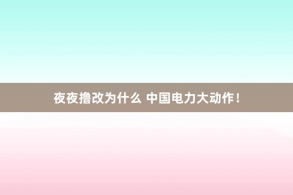 夜夜撸改为什么 中国电力大动作！