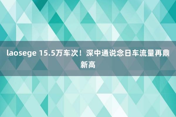 laosege 15.5万车次！深中通说念日车流量再鼎新高