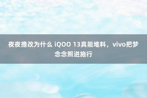 夜夜撸改为什么 iQOO 13真能堆料，vivo把梦念念照进施行