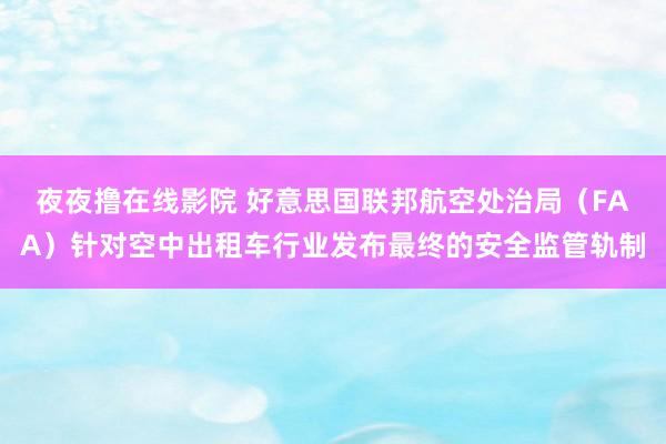 夜夜撸在线影院 好意思国联邦航空处治局（FAA）针对空中出租车行业发布最终的安全监管轨制