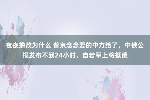 夜夜撸改为什么 普京念念要的中方给了，中俄公报发布不到24小时，自若军上将抵俄