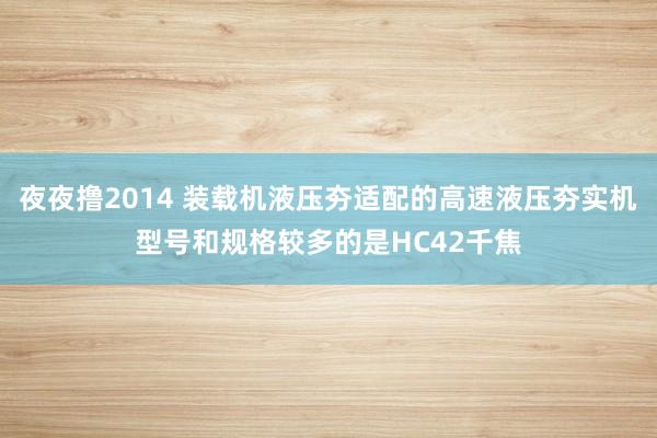 夜夜撸2014 装载机液压夯适配的高速液压夯实机型号和规格较多的是HC42千焦