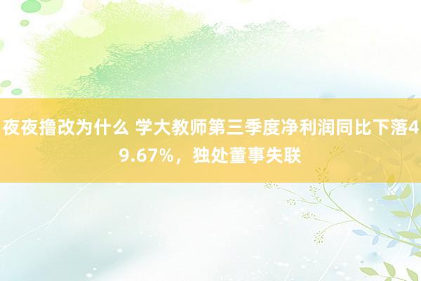 夜夜撸改为什么 学大教师第三季度净利润同比下落49.67%，独处董事失联