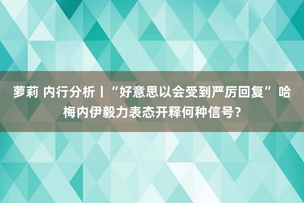 萝莉 内行分析丨“好意思以会受到严厉回复” 哈梅内伊毅力表态开释何种信号？