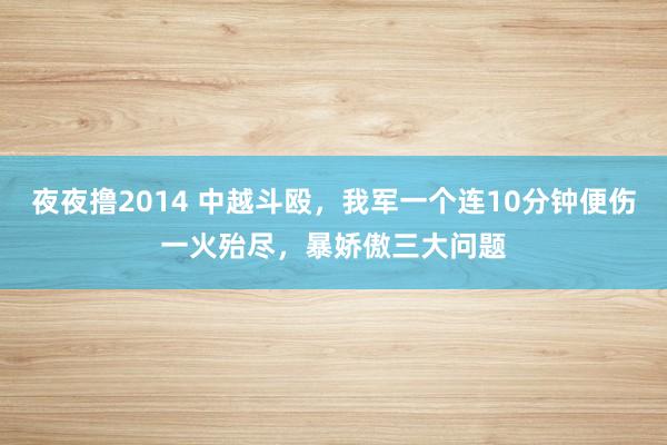 夜夜撸2014 中越斗殴，我军一个连10分钟便伤一火殆尽，暴娇傲三大问题