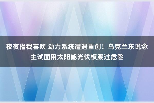 夜夜撸我喜欢 动力系统遭遇重创！乌克兰东说念主试图用太阳能光伏板渡过危险