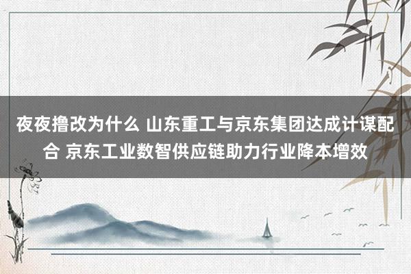 夜夜撸改为什么 山东重工与京东集团达成计谋配合 京东工业数智供应链助力行业降本增效