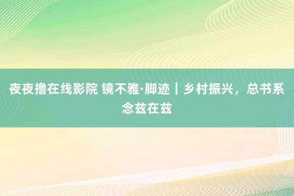 夜夜撸在线影院 镜不雅·脚迹｜乡村振兴，总书系念兹在兹