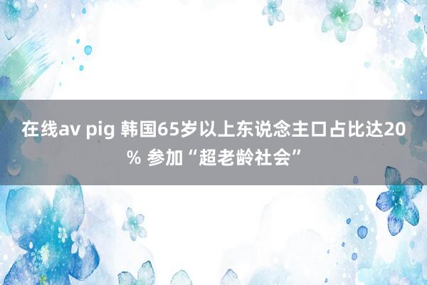 在线av pig 韩国65岁以上东说念主口占比达20% 参加“超老龄社会”