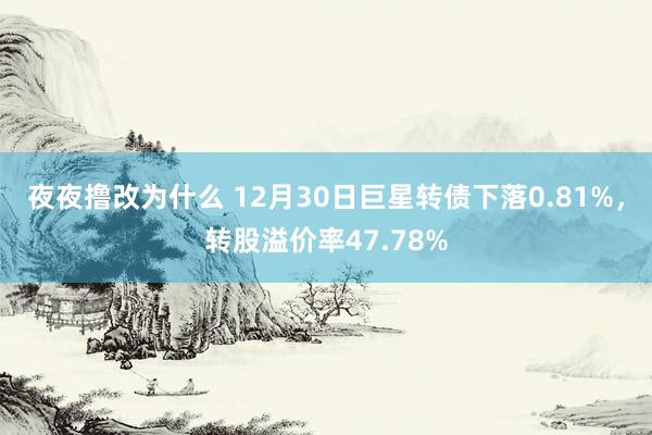 夜夜撸改为什么 12月30日巨星转债下落0.81%，转股溢价率47.78%