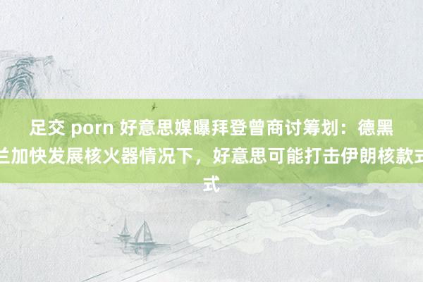 足交 porn 好意思媒曝拜登曾商讨筹划：德黑兰加快发展核火器情况下，好意思可能打击伊朗核款式