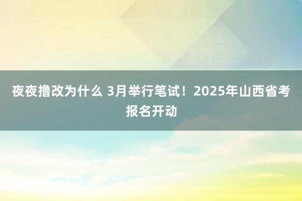 夜夜撸改为什么 3月举行笔试！2025年山西省考报名开动