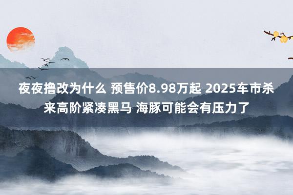 夜夜撸改为什么 预售价8.98万起 2025车市杀来高阶紧凑黑马 海豚可能会有压力了