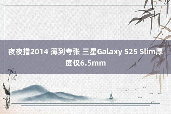 夜夜撸2014 薄到夸张 三星Galaxy S25 Slim厚度仅6.5mm