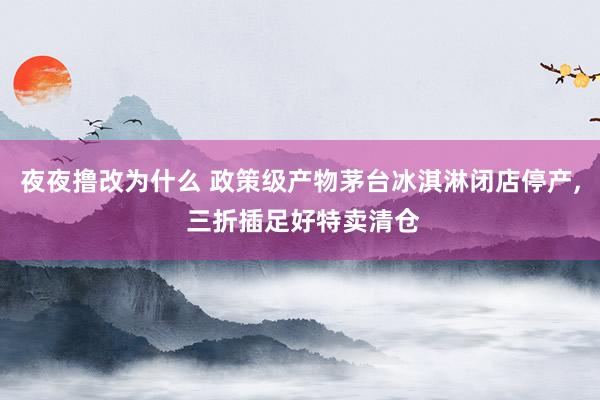 夜夜撸改为什么 政策级产物茅台冰淇淋闭店停产， 三折插足好特卖清仓