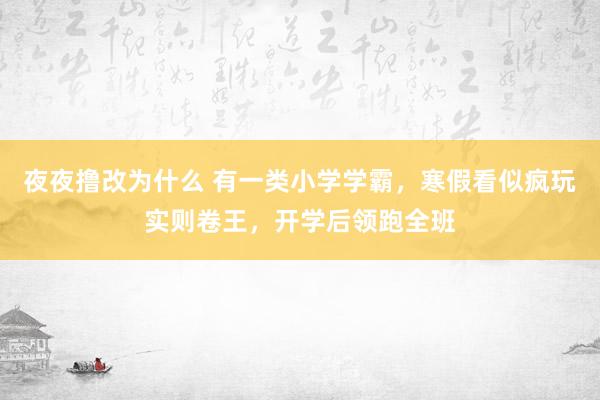 夜夜撸改为什么 有一类小学学霸，寒假看似疯玩实则卷王，开学后领跑全班