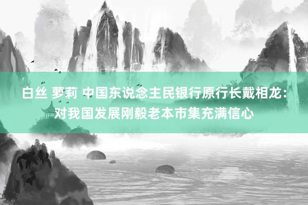 白丝 萝莉 中国东说念主民银行原行长戴相龙：对我国发展刚毅老本市集充满信心