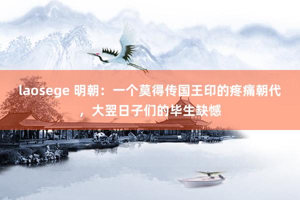 laosege 明朝：一个莫得传国王印的疼痛朝代，大翌日子们的毕生缺憾